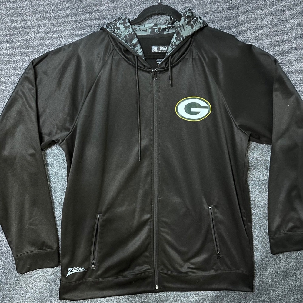 Zubaz NFL Green Bay Packers Full Zip Hoodie Mens‎ XXL Black Digital Camo Lining